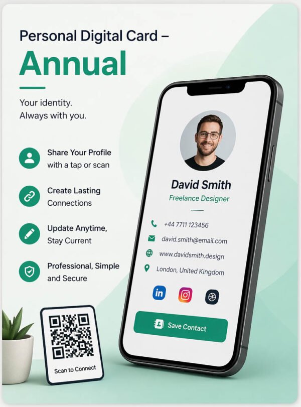 Current Digital Card Personal Digital Card – Annual - Digital V Card